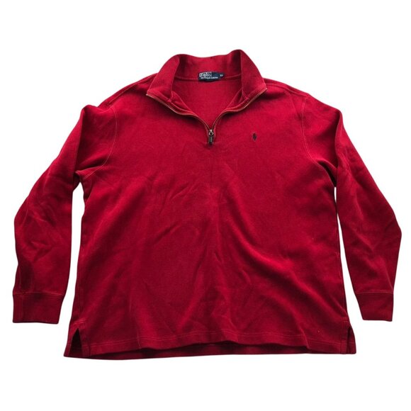 Polo Ralph Lauren Mens Sweater Size XL Pullover 1/4 Zip Stand Collar Casual Red - Picture 1 of 12